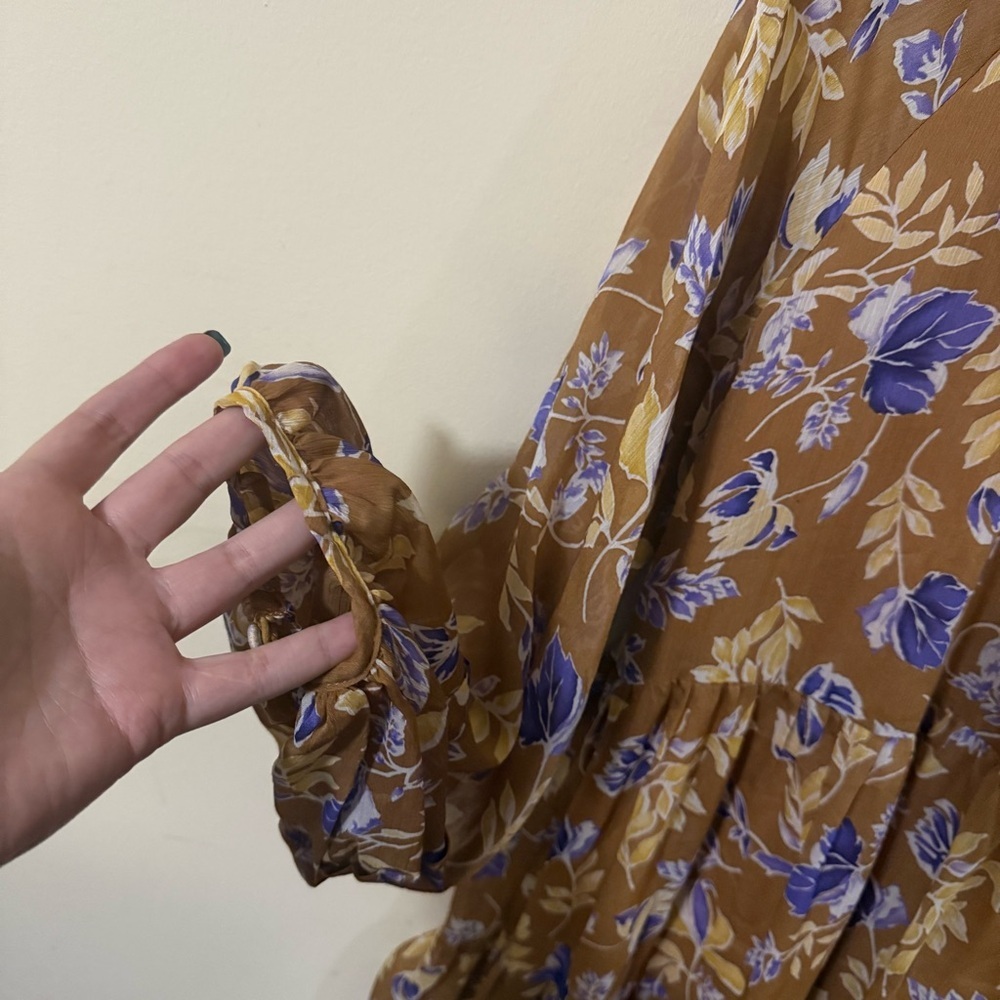 Altar'd State Womens Neutral Floral Long Sleeve Dress Size Large Fall - Picture 8 of 8